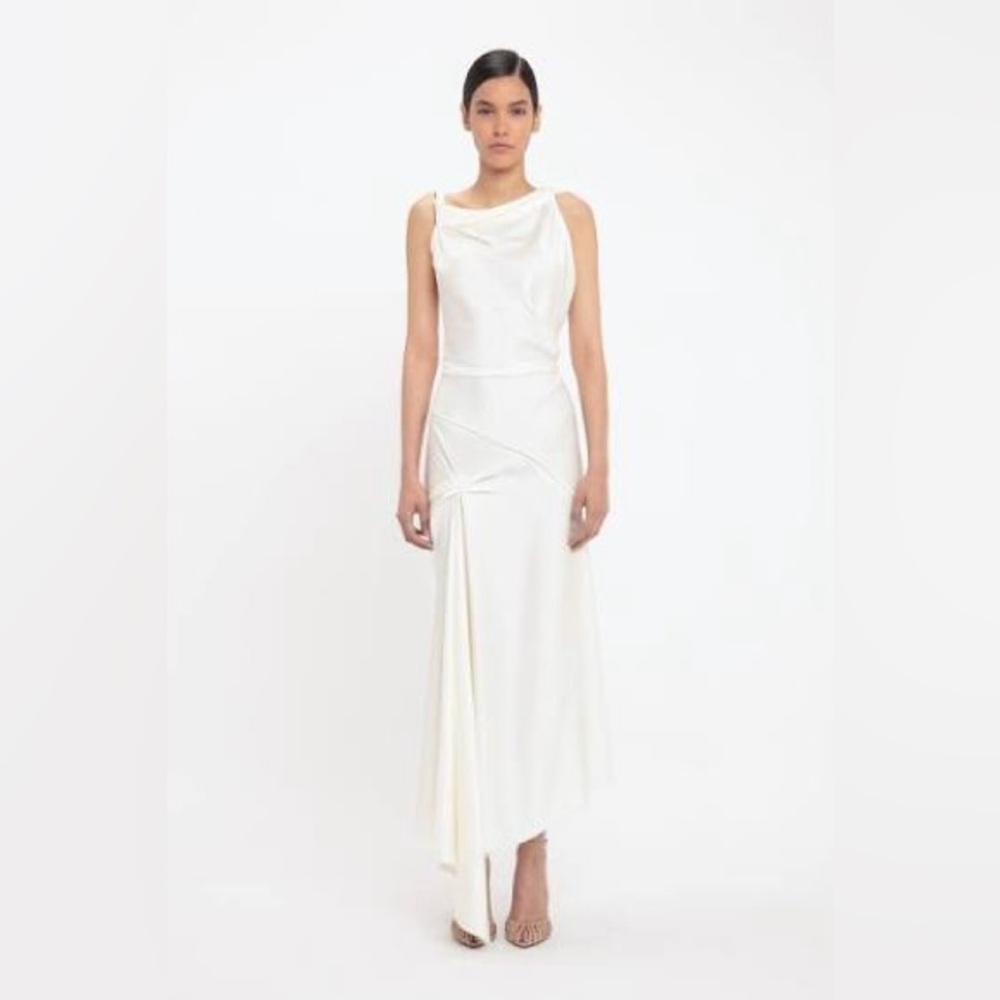 Victoria Beckham Posy Midi Dress in Ivory
